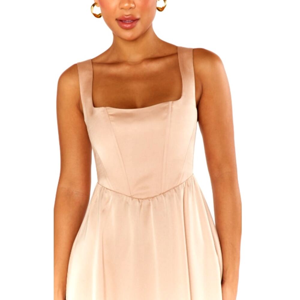Show Me Your Mumu Champagne Luxe Satin Nina Maxi Dress Size M - Picture 2 of 9